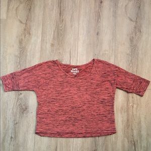 Coral/pink shirt w/black/brown striped pattern